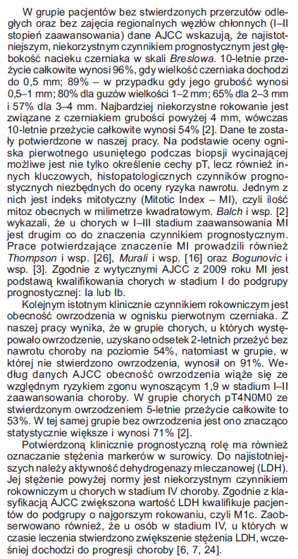Czynniki rokownicze w czerniakach skóry